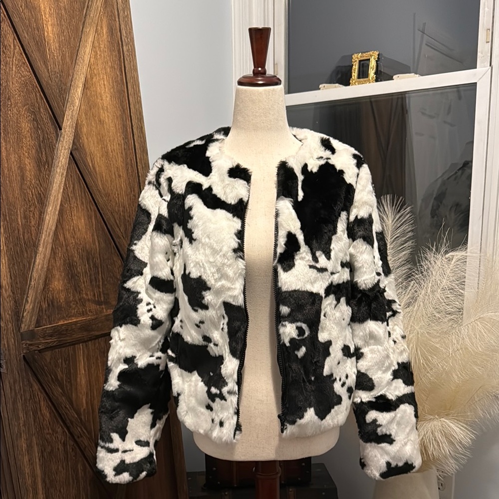 Black and White Faux Fur Jacket